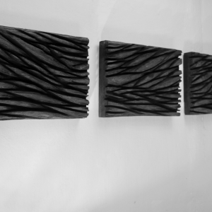 FLUSSO, castagno, patinato, 3 pezzi á 26 x 39 cm, 2019